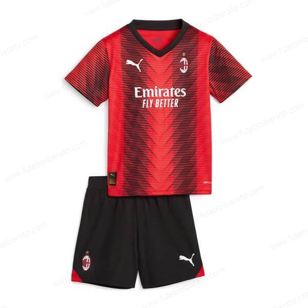 Camisa AC Milan Home Kit de futebol infantil 23/24