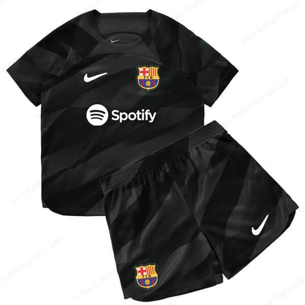 Camisa Barcelona Goleiro Kit de futebol infantil 23/24 – Preto