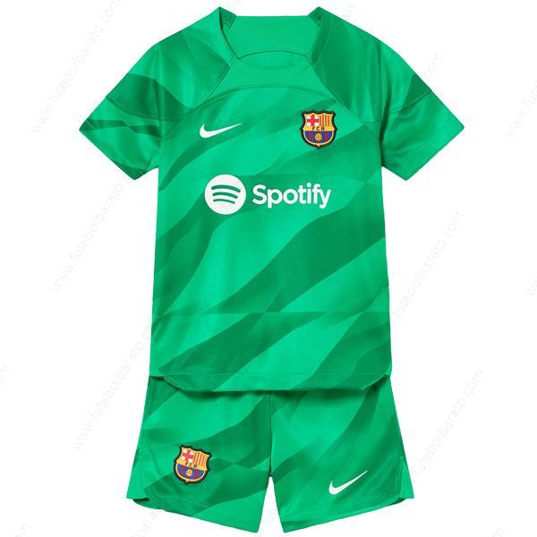 Camisa Barcelona Goleiro Kit de futebol infantil 23/24 – Verde