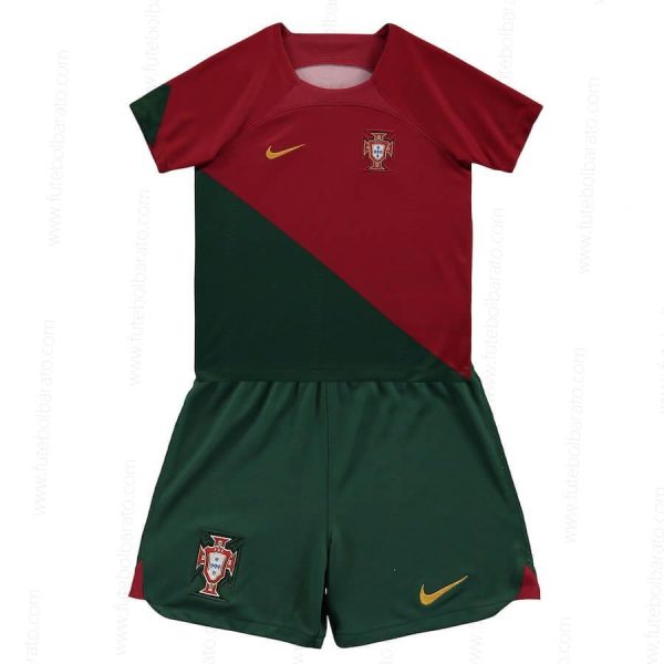 Camisa Portugal Home Kit de futebol infantil 2022